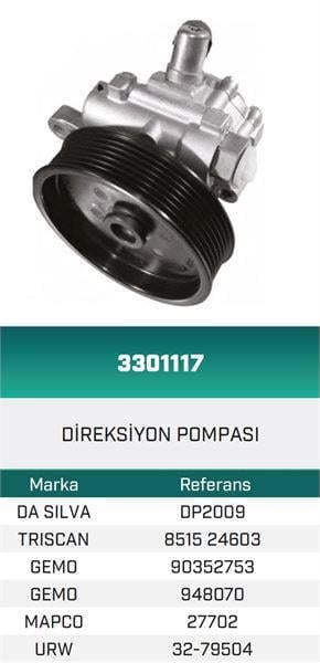 DİREKSİYON POMPASI HİDROLİK CORSA B DIZEL-VECTRA A1.7D - CORSA 1.7D85-93 HATTAT/HEMA