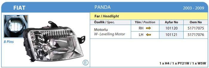 FAR KOMPLE SAĞ MOTORLU F.PANDA 2003-2009
