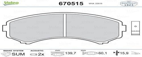 FREN BALATASI ÖN MAZDA MPV 99>02-E00> 2.0 91>04-E2200 2.2D 97>04
