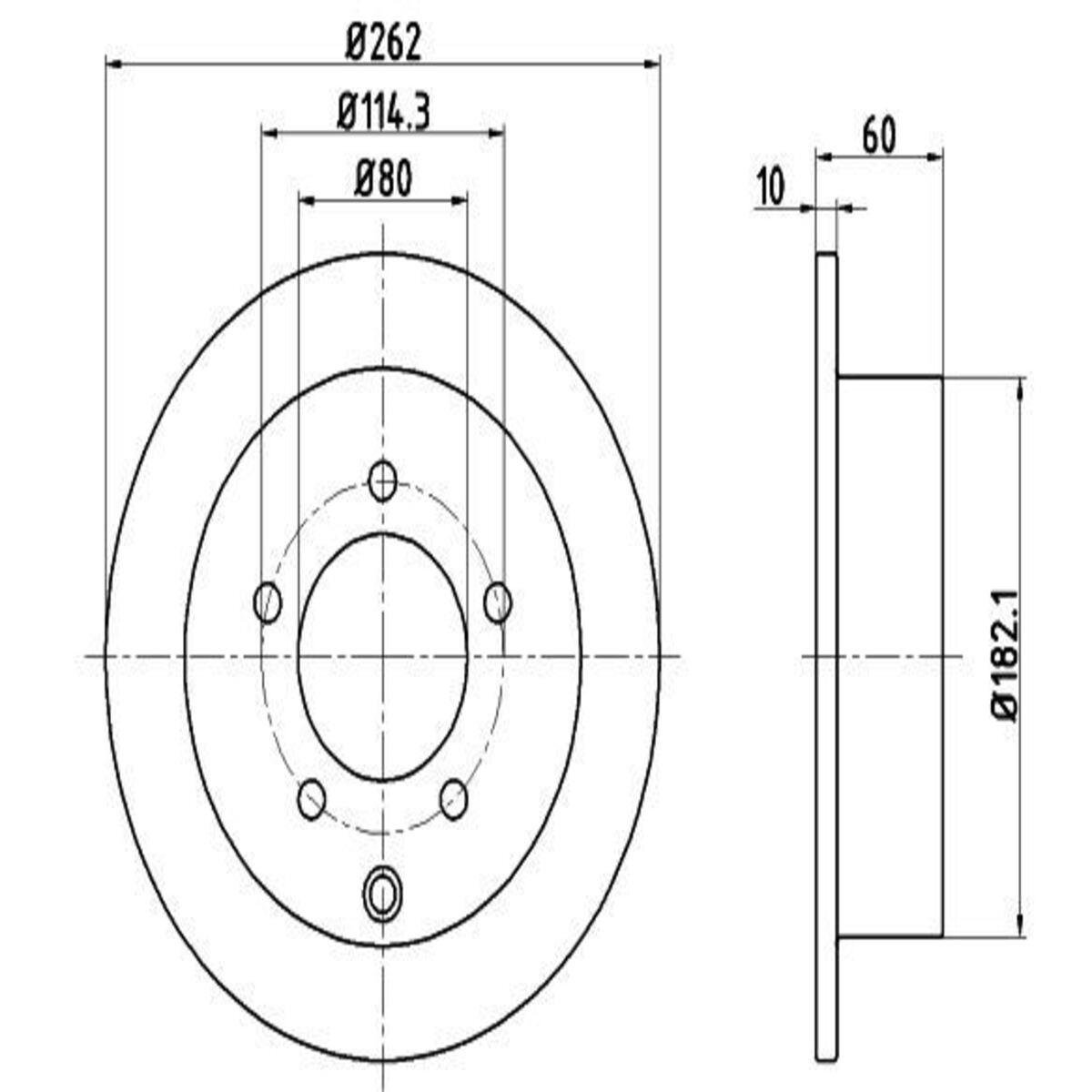FREN DISK ARKA DUZ 262-5 ( MITSUBISHI: LANCER 08 - 12 )