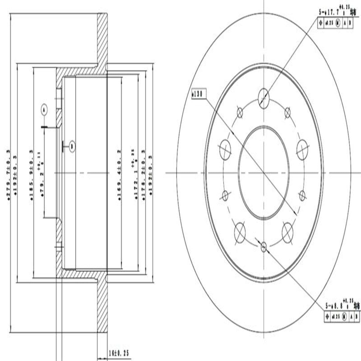 FREN DISK ARKA DUZ 280-5 ( FIAT: DUCATO 04 -  / PEUGEOT: BOXER JUMPER 04 - ) 