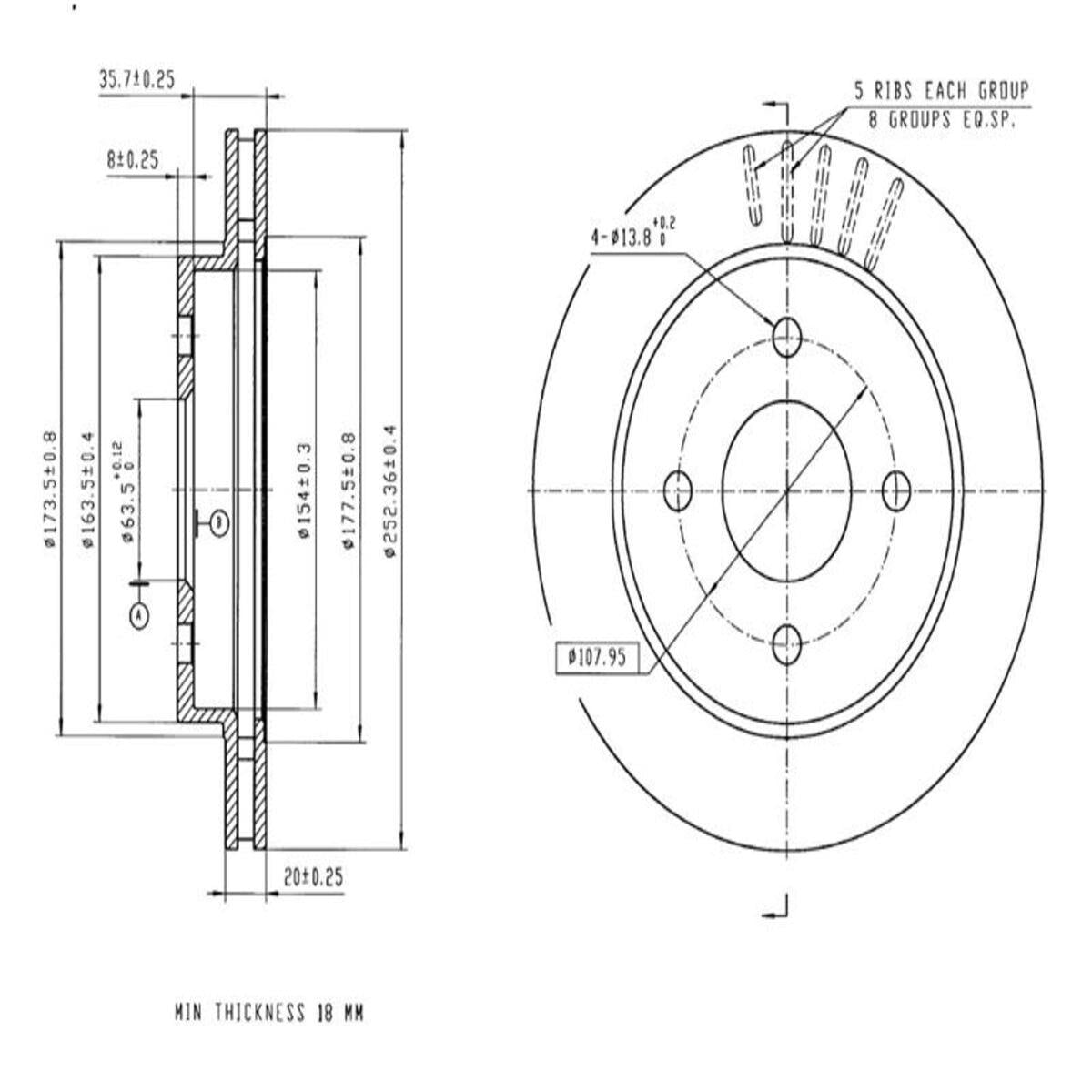 FREN DISK ARKA HAVA KANALLI 253-4 ( FORD: MONDEO I II 96 - 00)  