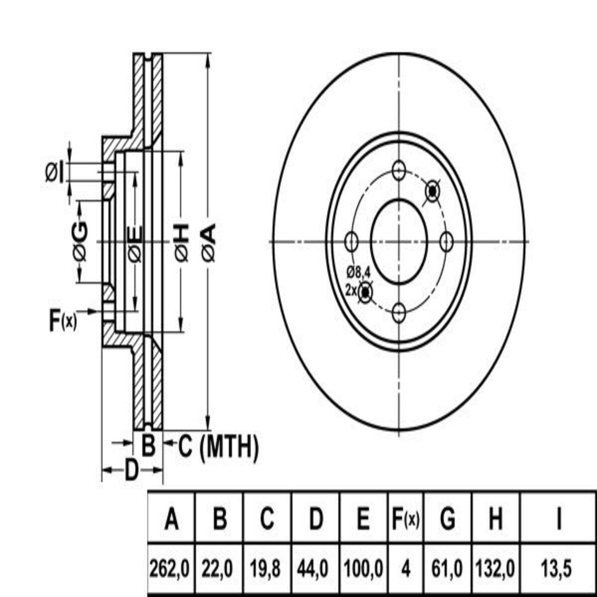 FREN DISK ON HAVA KANALLI 262-4 ( RENAULT: LAGUNA I MEGANE SCENIC 93 - 01 )
