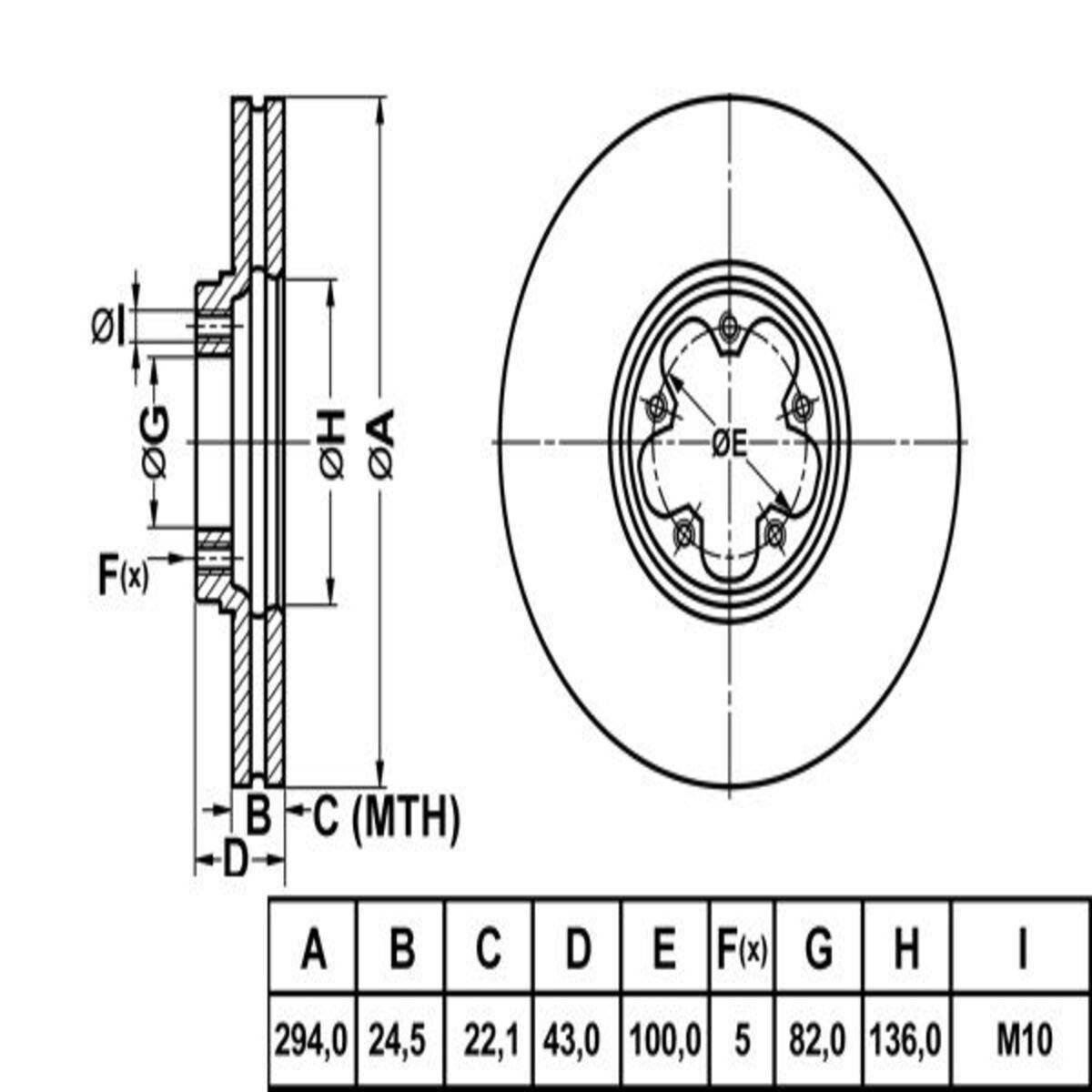 FREN DISK ON HAVA KANALLI 294-5 ( FORD: TRANSIT V184 00 -  )