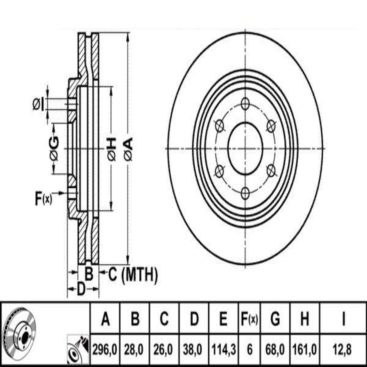 FREN DISK ON HAVA KANALLI 296-6 (NISSAN: NAVARA 05>11/PATHFINDER 05>11) (16 JANT)