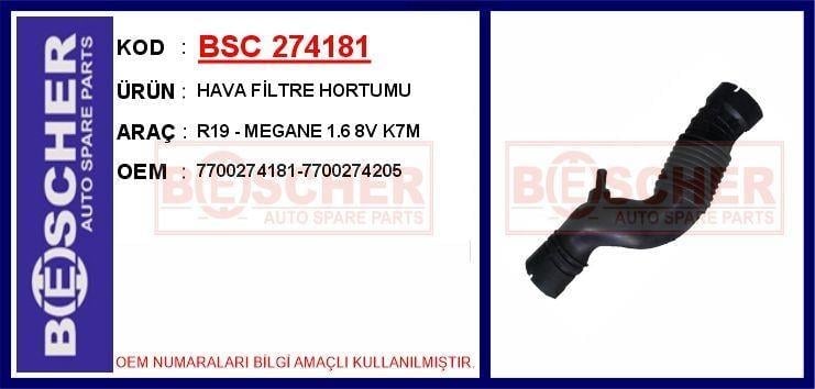 HAVA FİLTRE HORTUMU R19 - MEGANE 1.6 8V K7M