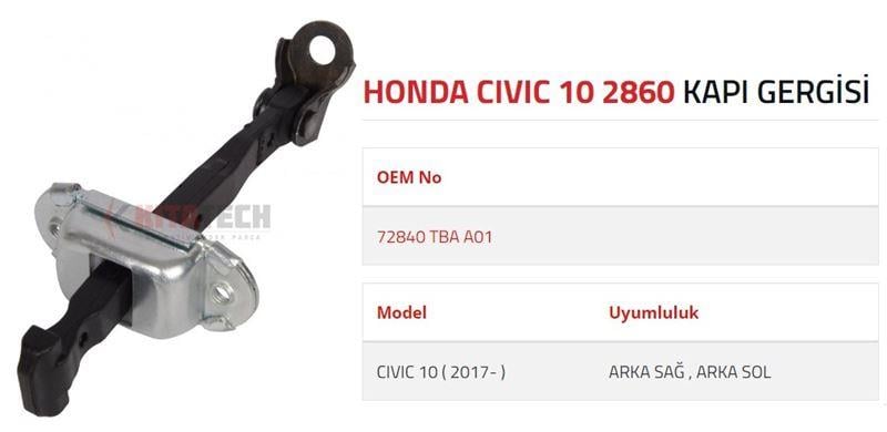 KAPI GERGİSİ CIVIC 10 ARKA 2017 -