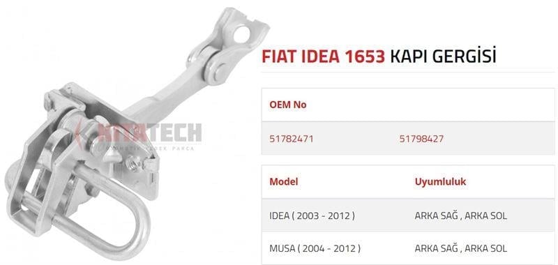 KAPI GERGİSİ FIAT IDEA  LANCIA MUSA ARKA 2003-2012