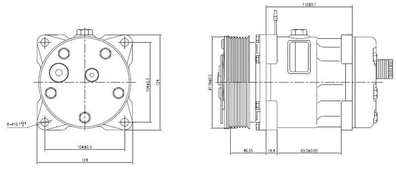 KLİMA KOMPRESÖRÜ ÜNİVERSAL 7H15 12V PV8 TRİGER ARKADAN ÇIKIŞ