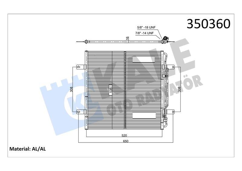 KLİMA RADYATÖRÜ MERCEDES TRUCKS MERCEDES BENZ ATEG O 98<04 ATEGO 2 04=> ATEGO 712-717, 812-823, 917-925 98<04 KURUTUCUSUZ AL/BRZ 500×535,8×16