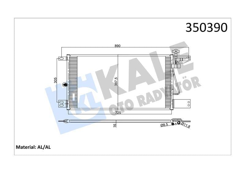KLİMA RADYATÖRÜ SCANIA SCANIA P,G,R,T SERİSİ P230- 620, G230-4903, R340-730, T470 04=> KURUTUCUSUZ AL/BRZ 705×387,5×16