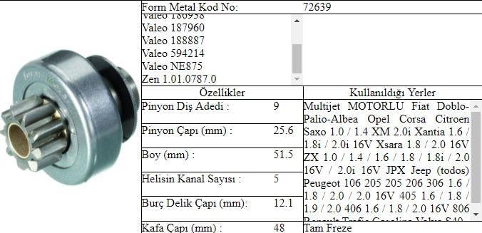 MARŞ DİŞLİSİ DOBLO ALBEA PALIO 1.6 JTD V867 9D.XANTIA 106 206 306