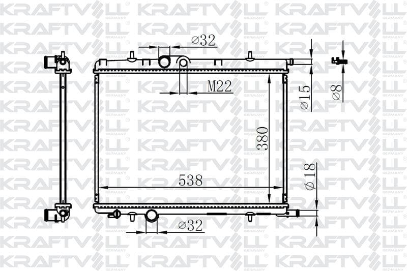 MOTOR RADYATORU (380×538×26) P206 1,6i/1,4HDI 98-> MANUEL> BRAZING