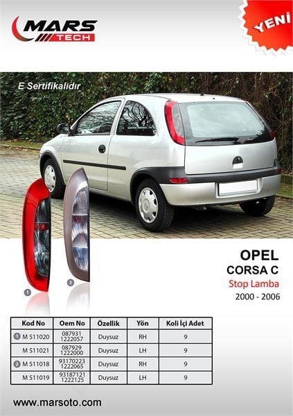 O.Corsa C Stop Lamba (00-06) Duysuz Sol-Şeffaf Cam