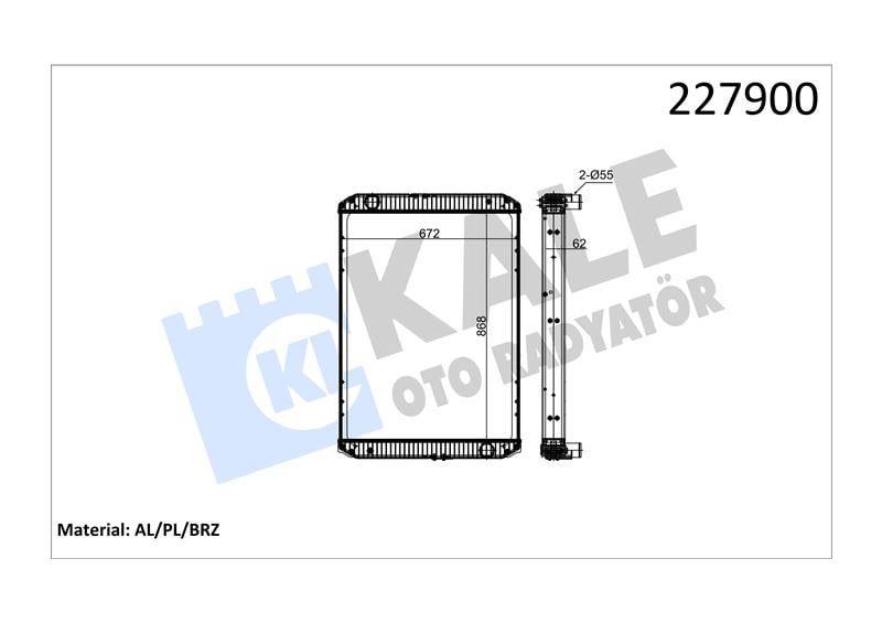 RADYATOR BMC 280 CNG OTOBÜS AL/BRZ 868×672×60