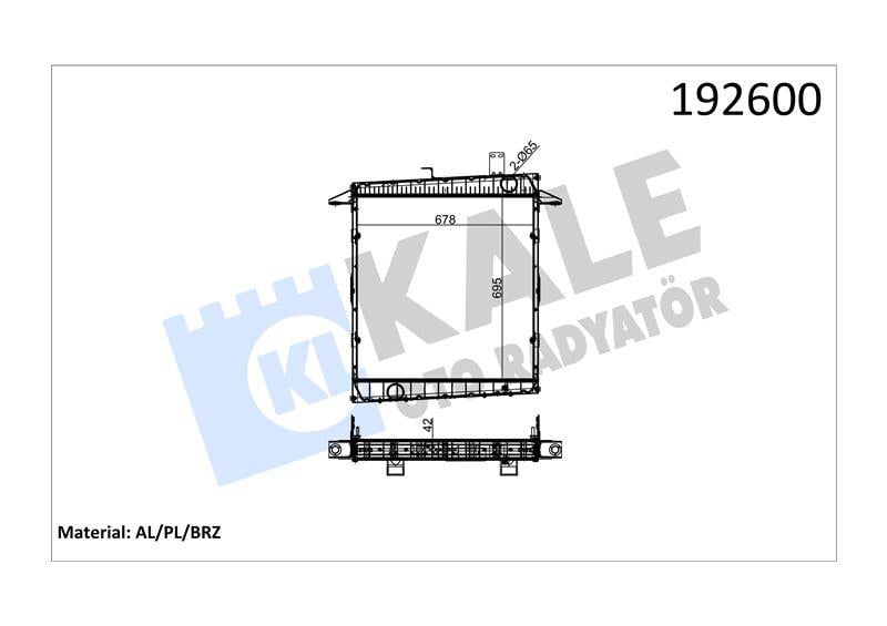 RADYATOR FORD TRUCKS CARGO C 2530.35./32.30.35/32. 32-35 (BORUSUZ) AL/BRZ 678×695×42