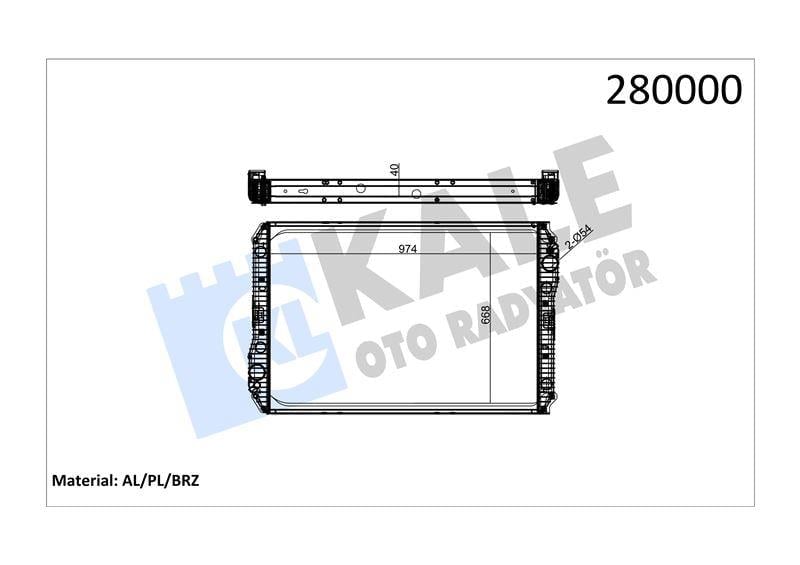 RADYATOR MERCEDES TRUCKS AXOR 1840 AL/BRZ 974×668×40