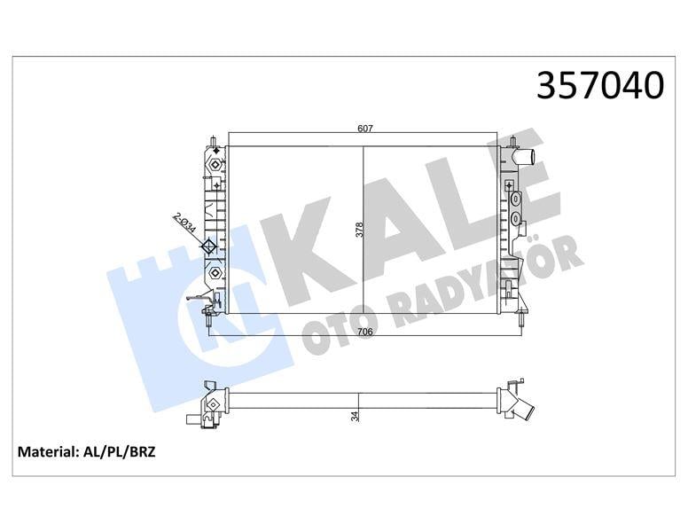RADYATÖR OPEL VECTRA B 1.6I 2.0I 1.6/1.8/2.0/2.2. 16V 95<02 (AT) (AC) [34MM] AL/MKNK