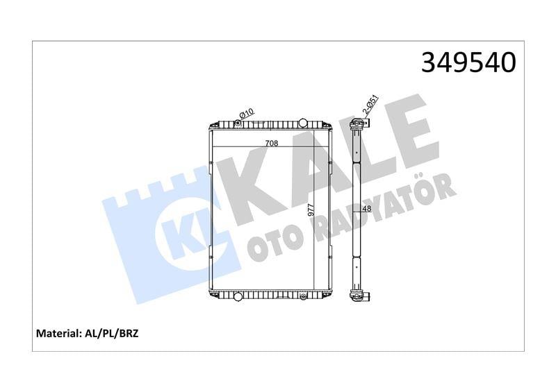 RADYATOR RENAULT TRUCKS RENAULT TRUCKS MAGNUM (AE) 390,420,430,470,460 96=> (E-TECH) 400,440,480 00=> (MT) (ÇERÇEVESİZ) AL/BRZ 977×708×48