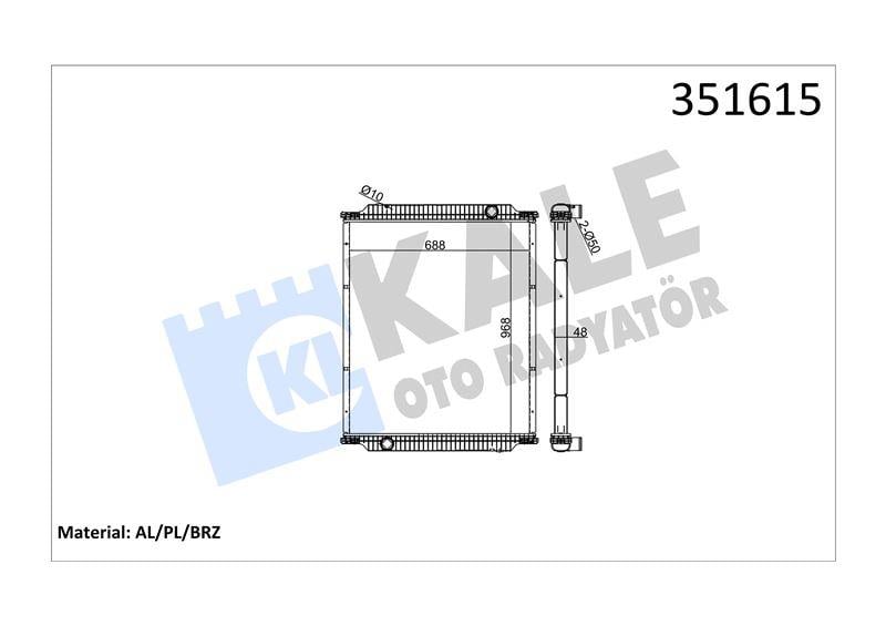 RADYATOR RENAULT TRUCKS RENAULT TRUCKS PREMIUM 320 ,370,400,420 00=> (MT) (ÇERÇEVESİZ) AL/BRZ 968×688×48