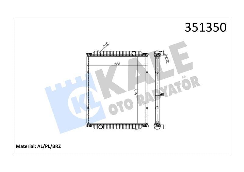 RADYATOR RENAULT TRUCKS RENAULT TRUCKS PREMIUM 270 ,370,420 00=> (MT) (ÇERÇEVESİZ) AL/BRZ 810×688×48