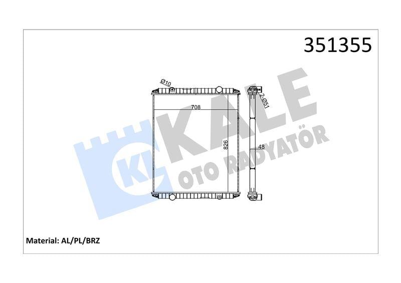 RADYATOR RENAULT TRUCKS RENAULT TRUCKS PREMIUM 210 ,250,260,300 96=> (MT) (ÇERÇEVESİZ) AL/BRZ 826×708×48