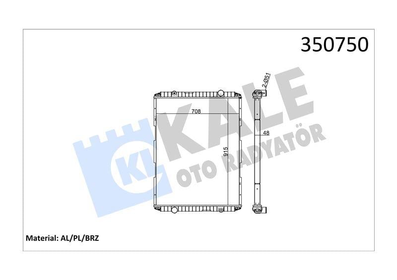 RADYATOR RENAULT TRUCKS RENAULT TRUCKS PREMIUM 340 ,385 96=> , 400 00=> KERAX 340,385 97=> , 400=> (MT) (ÇERÇEVESİZ) AL/BRZ 915×708×48