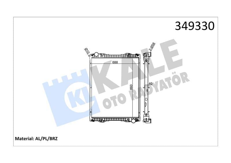 RADYATOR SCANIA SCANIA K-SERİSİ K230-480 06=> P,G, R,T SERİSİ P230-550 G230-450 04=> (MT) (ÇERÇEVELİ) AL/BRZ 860×688×40