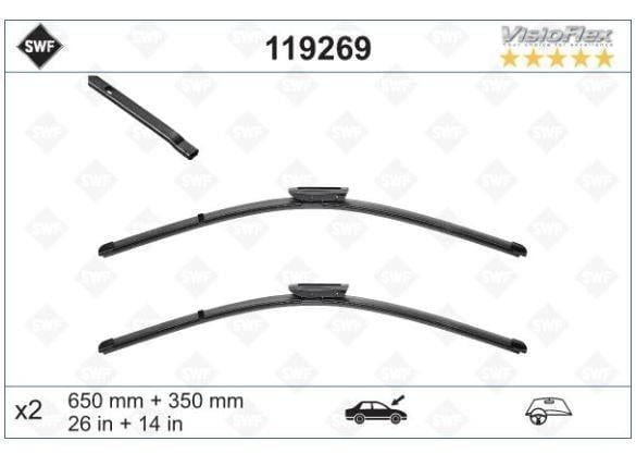 SILGI SÜPÜRGESI SWF VISIOFLEx FLAT BLADE 2 ADET TAKIM 650 + 340 MM CLIO IV 12> . CLIO IV BREAK 03 13> 