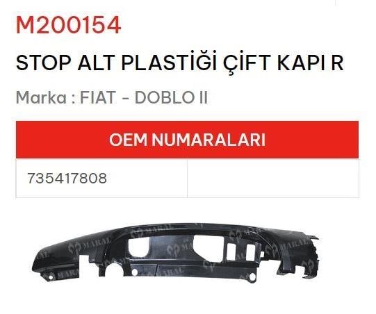 STOP ALT PLASTİĞİ SAĞ ÇIFT KAPI DOBLO II