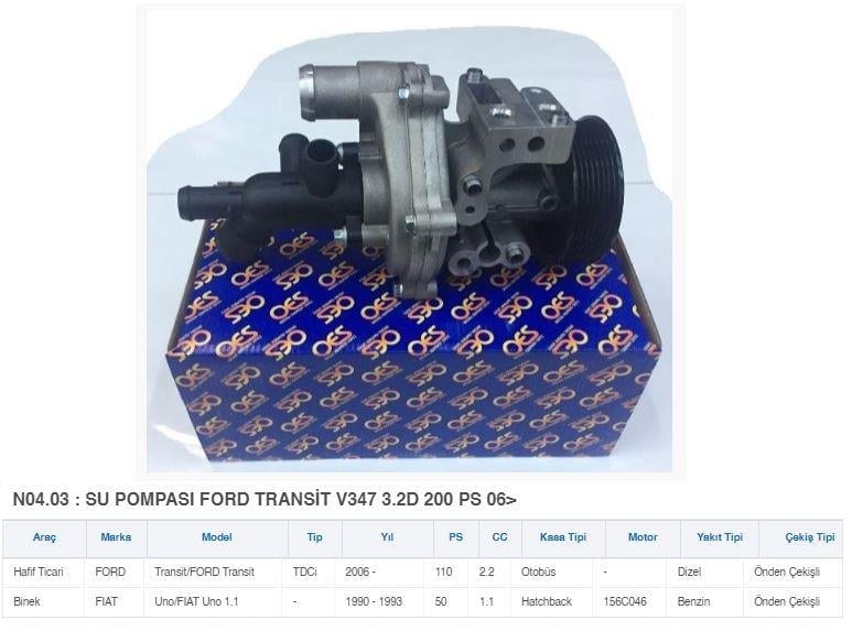 SU POMPASI FORD TRANSİT TDCI V347 3.2D 200 PS 06> DİZEL