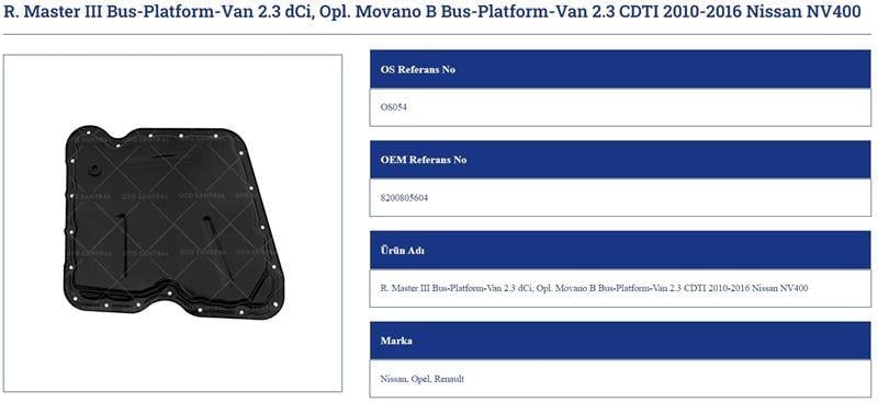 YAĞ KARTERİ RENAULT MASTER III 2.3 DCİ MOVANO 2.3 DCİ 2010-2016 NISSAN OPEL MOVANO