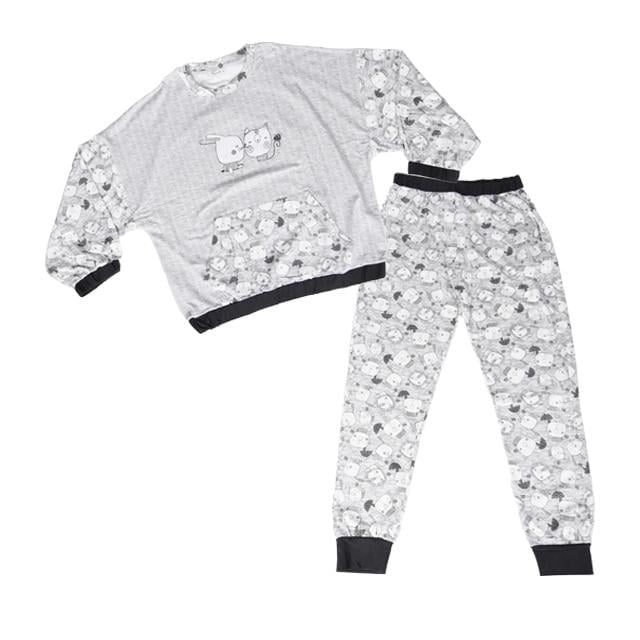 FEYZA 4629 KEDI BAS. 2LI PIJAMA TAKIMI