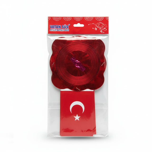 Vatan Kağıt Metalize Zincir Bayraklı Süs