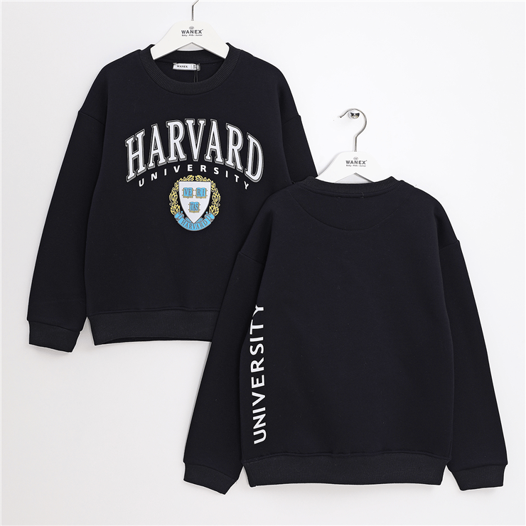 Erkek Çocuk Şardonlu Uzun Kol Kalın Bisiklet Yaka Sweatshirt - 16213