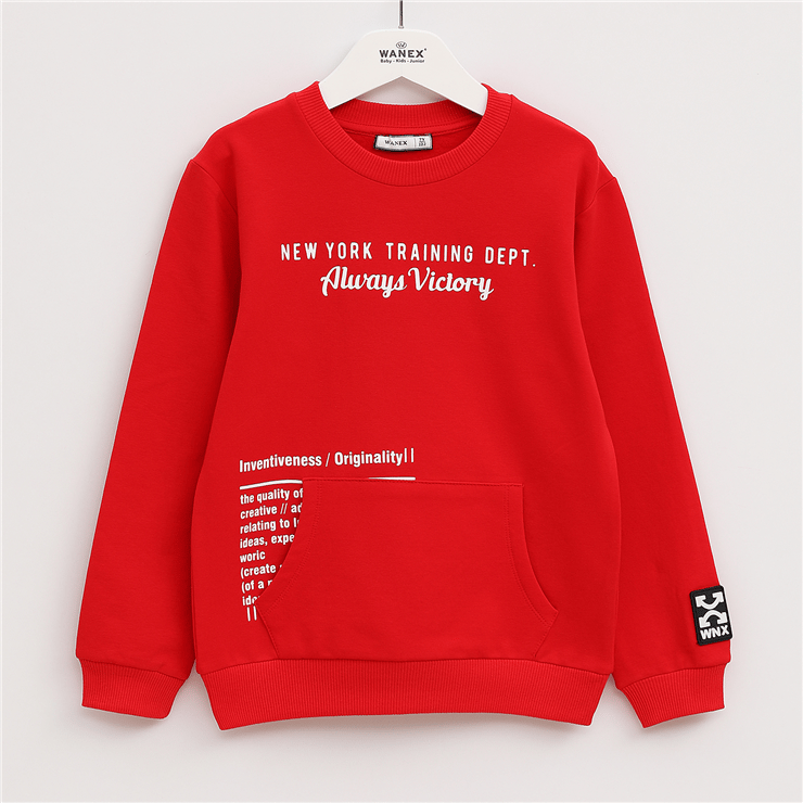 Erkek Çocuk Bisiklet Yaka Şardonlu Uzun Kol Kalın Sweatshirt - 16015