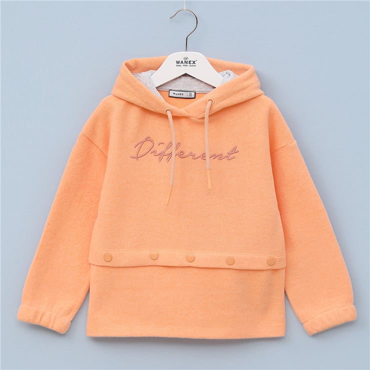 Kız Çocuk Uzun Kol İnce Kapüşonlu Tişört - 31713