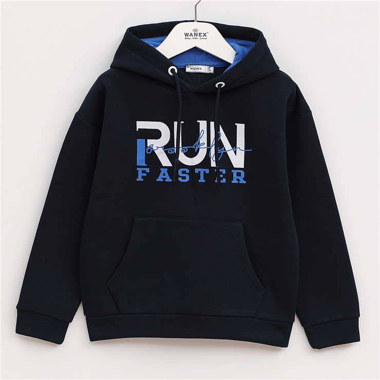Erkek Çocuk Uzun Kol Kalın Kapüşonlu Sweatshirt - 16014