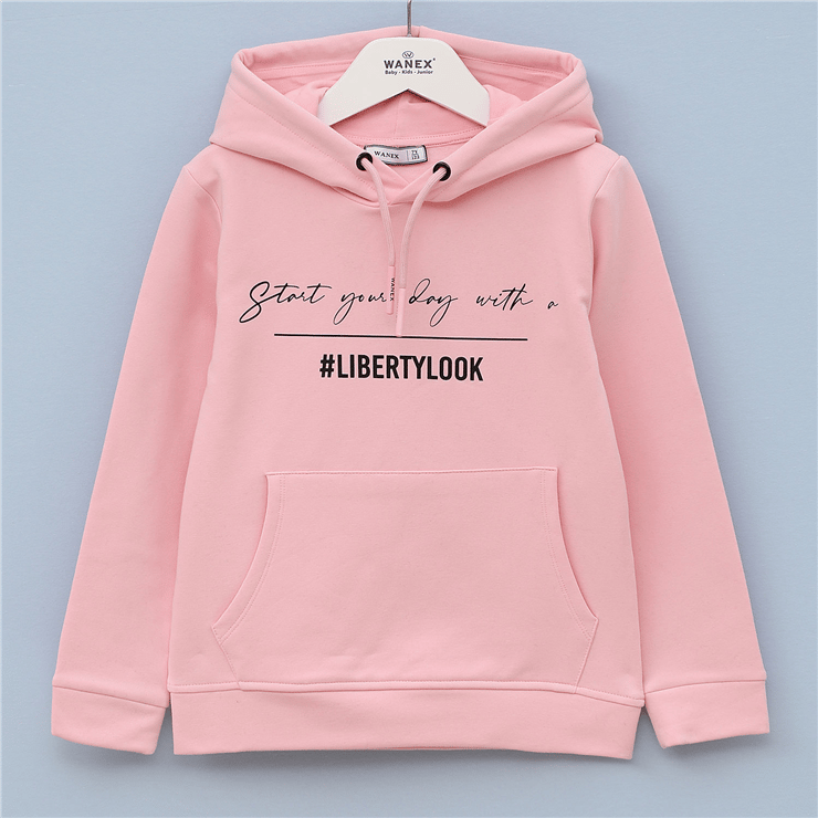 Kız Çocuk Uzun Kol Kalın Kapüşonlu Sweatshirt - 31606