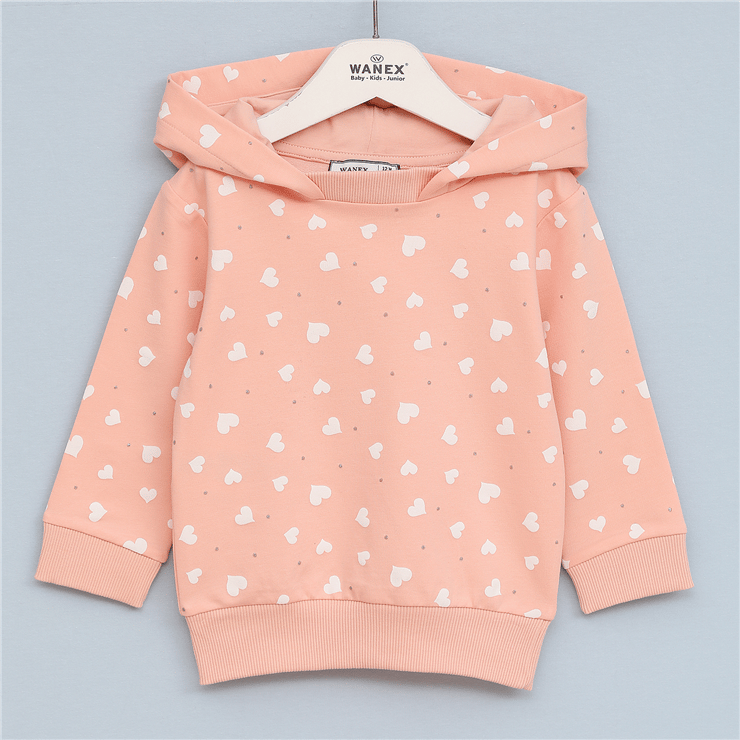 Kız Çocuk Uzun Kol Ince Kapüşonlu Sweatshirt - 32243
