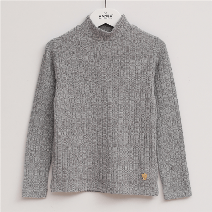 Kız Çocuk Balıkçı Yaka Uzun Kol Kaşkorse Sweat - 31938