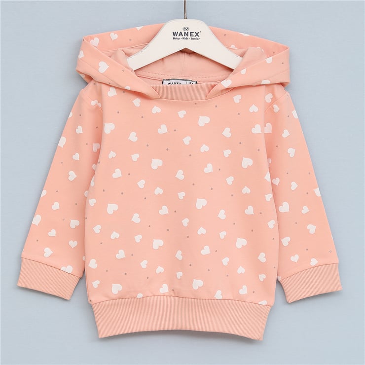 Kız Çocuk Uzun Kol Ince Kapüşonlu Sweatshirt - 32243