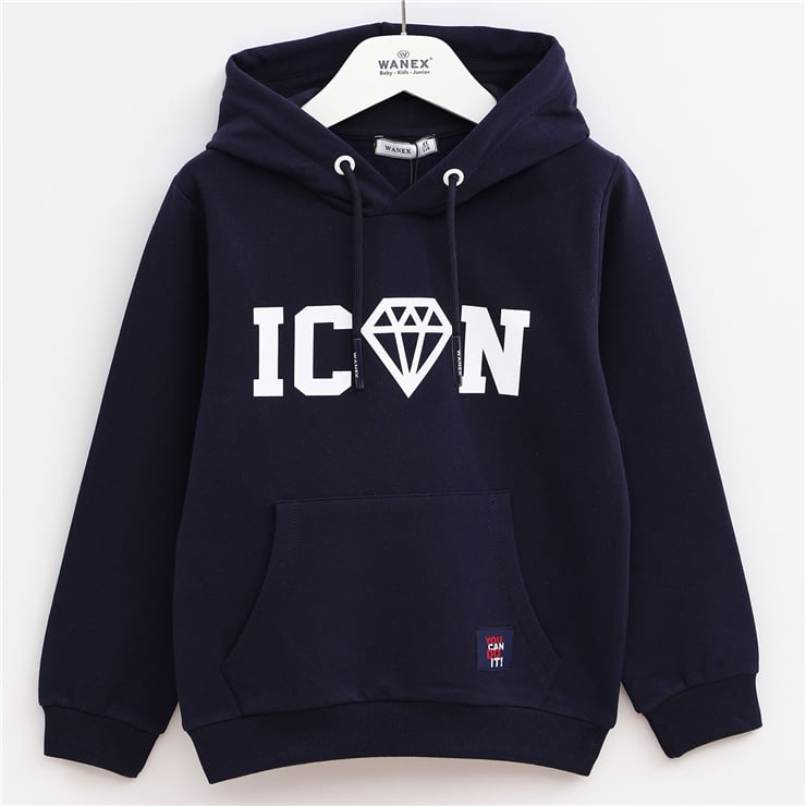 Erkek Çocuk Uzun Kol Kalın Kapüşonlu Sweatshirt - 15401