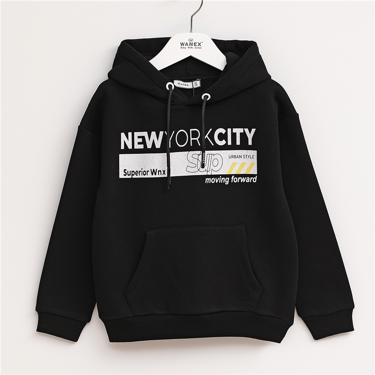 Erkek Çocuk Uzun Kol Kalın Kapüşonlu Sweatshirt - 16113