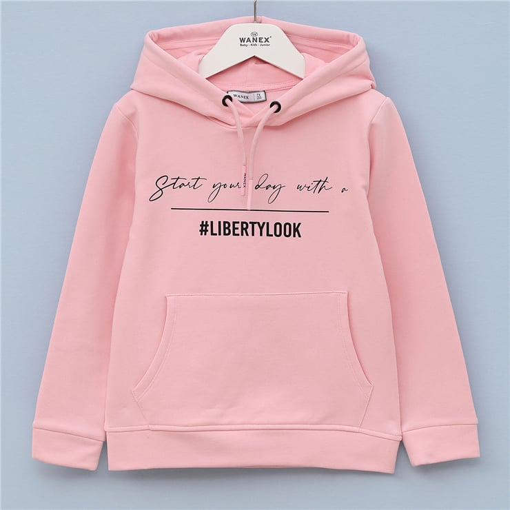Kız Çocuk Uzun Kol Kalın Kapüşonlu Sweatshirt - 31606