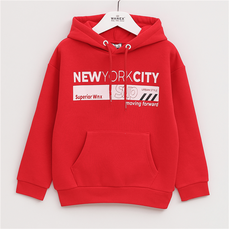 Erkek Çocuk Uzun Kol Kalın Kapüşonlu Sweatshirt - 16113