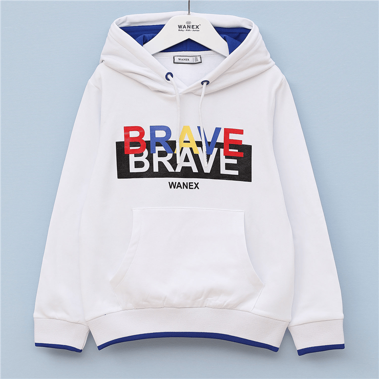 Erkek Çocuk Şardonlu Uzun Kol Kalın Kapüşonlu Sweatshirt - 15529