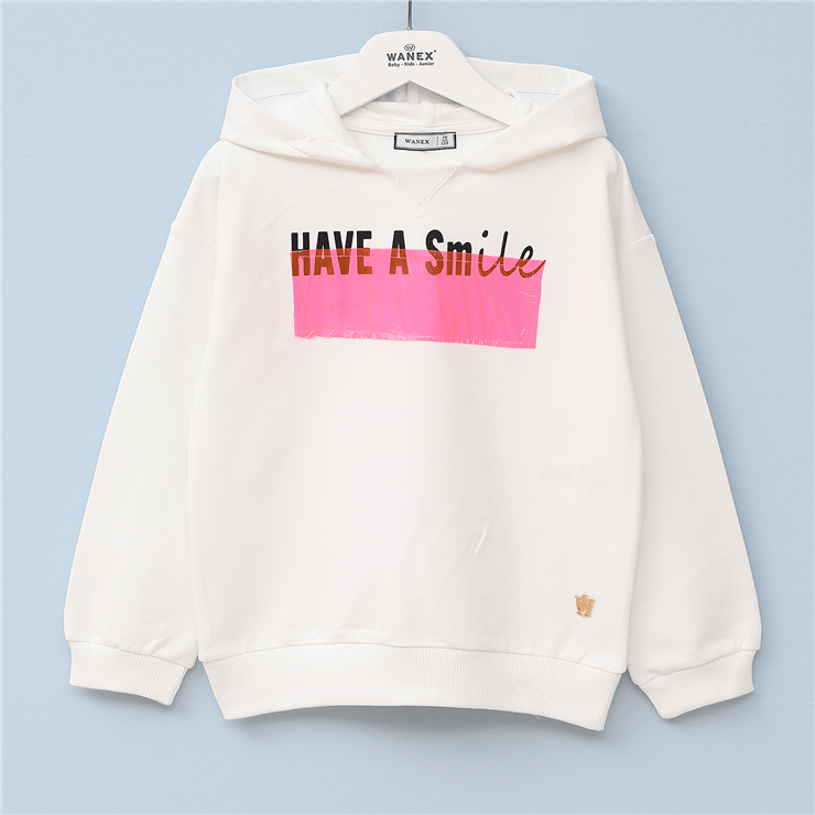 Kız Çocuk Şardonsuz Uzun Kol İnce Kapüşonlu Sweatshirt - 31873