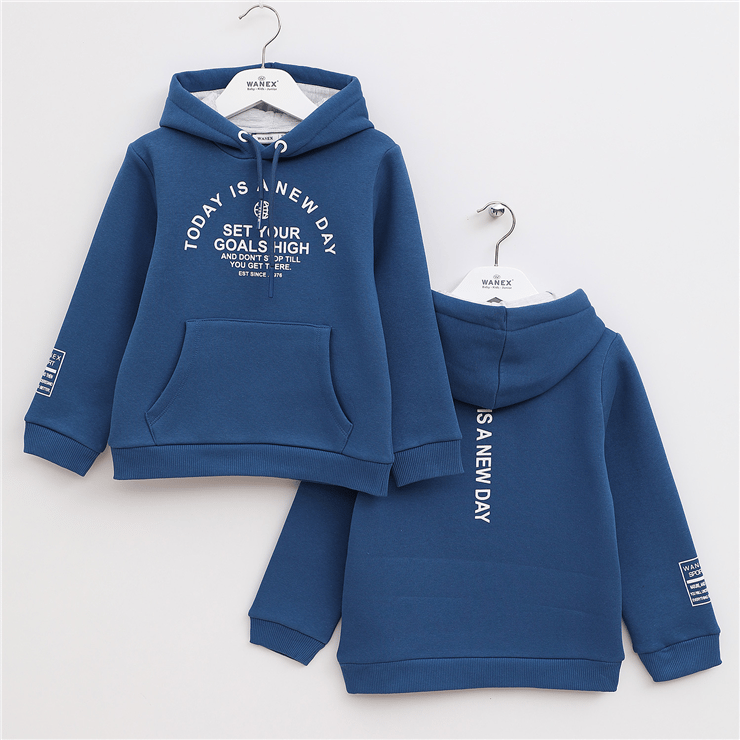 Erkek Çocuk Uzun Kol Kalın Kapüşonlu Sweatshirt - 15775