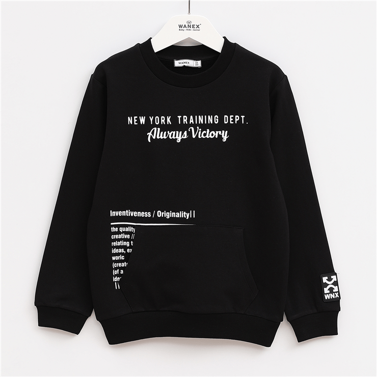 ERKEK ÇOCUK Bisiklet Yaka Şardonlu Uzun Kol Kalın Sweatshirt - 16015